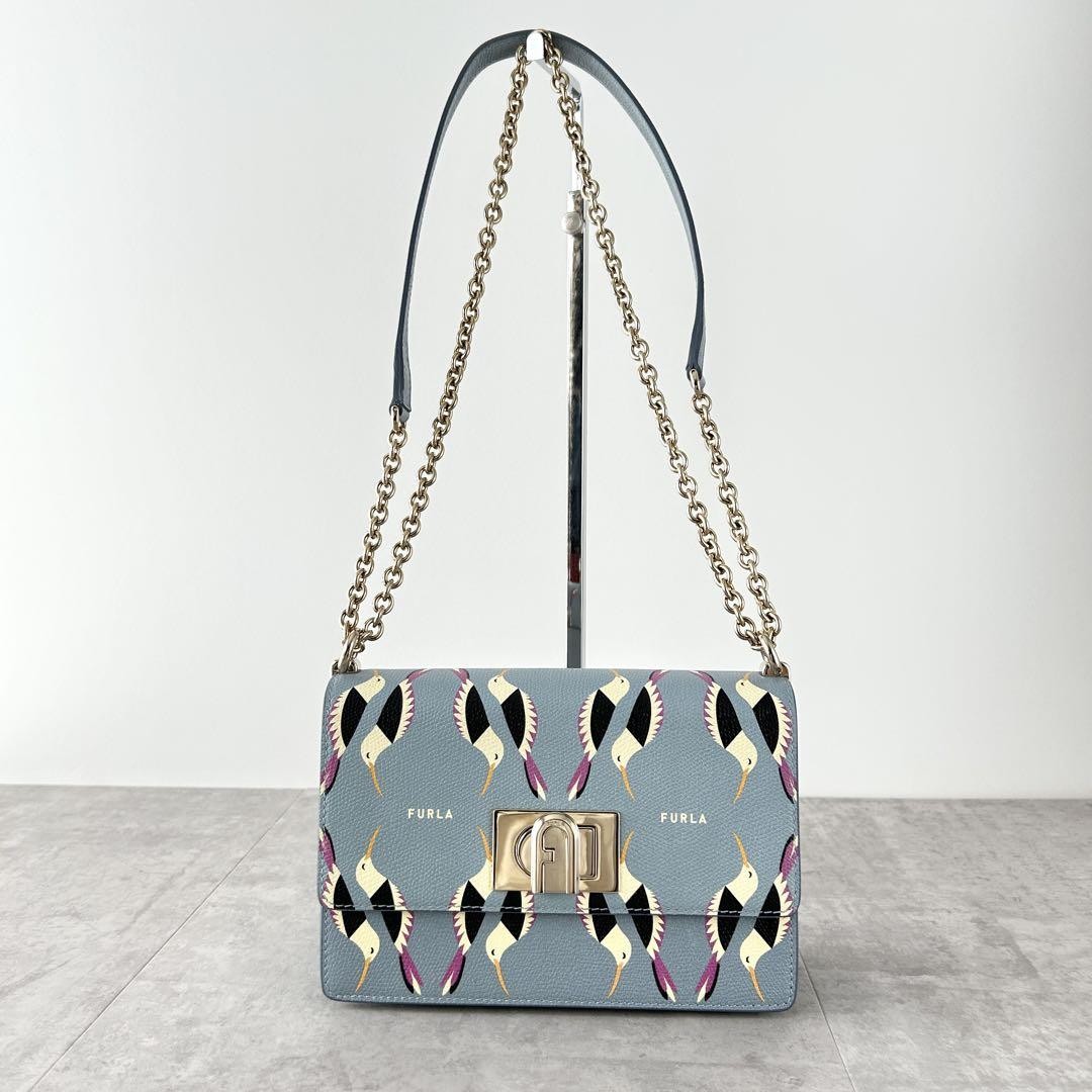 FURLA 1927 Mini Crossbody Bag Hummingbird Pattern Leather Light