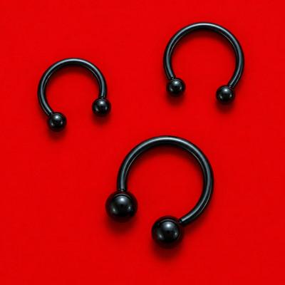 1x Hufeisen black TITAN Piercing Stecker Ring Intim Lippe Brust Studio Ware NEU