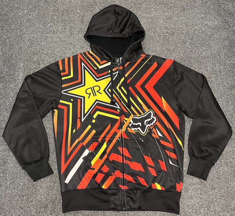 Fox Racing Black Racing MX Rockstar Full Zip Up Fleece Hoodie Men’s Extra Large
