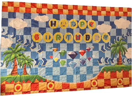 Sonic The Hedgehog Birthday Party Supplies Course 6' x 3' Cloth Banner NEW
