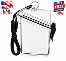 Waterproof ID Badge Holder Clear Hard Plastic Card Case Slim Lanyard Protector