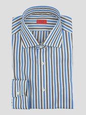 NEW ISAIA MULTICOLOR COTTON SHIRT US 17 - EU 43 2IS2