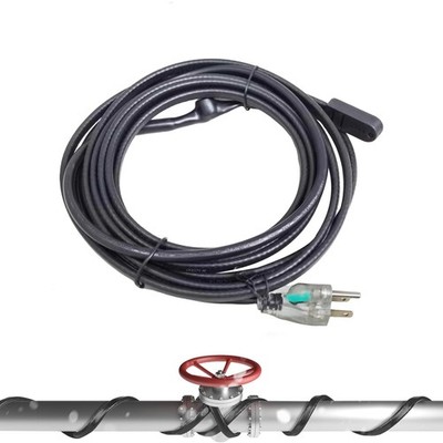 15 Ft. 120 V Self-Regulating Heating Cable, for Pipe Freeze Protection, Black
