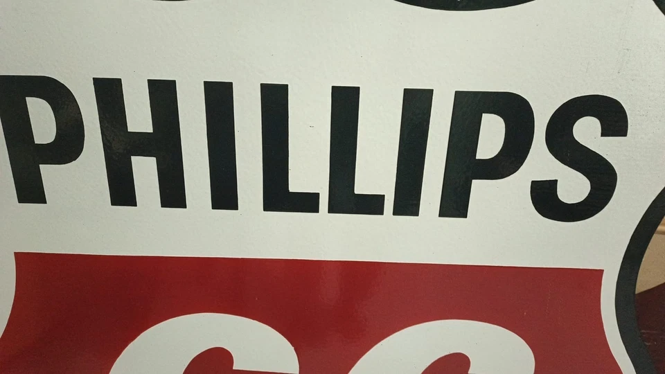 Phillips 66  wt Porcelain Enamel Heavy Metal Varaition Sign Double Side - Image 2 of 4