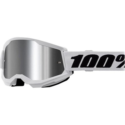 100% Kids Crossbrille Strata Gen. 2 White - Mirror Silver, Anti-Fog