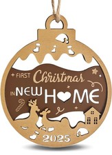 Our First Christmas in New Home Ornament 2025 Wooden Christmas Housewarming K...