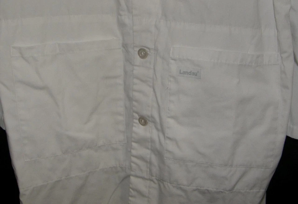 LANDAU Mens Sz 42 Vintage Doctor Nurse Medical Hospital White Lab Coat Pockets - Image 3 of 4