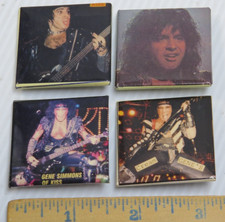 KISS VINTAGE 1980's SQUARE BUTTONS FROM CANADA - LOT OF 4 GROUP SET #22