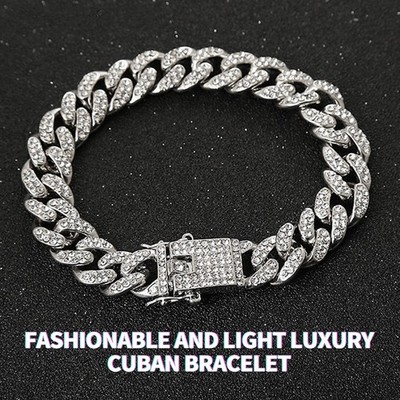 Silver Tone Solid Cuban Link Bracelet 7/7.5/7.9/8.3 Inch Men s Heavy Wrist Chain