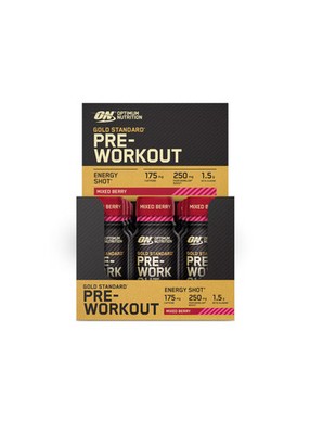 Optimum Nutrition Gold Standard Pre-Workout Shot, 12 x 60 ml Shot, Mixed Berry