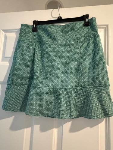 Fairway & Greene Women’s Geometric Golf Skort Green/White M Pull-On Pockets