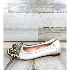 AGL Attilio Giusti Leombruni Women  s 42 Ivory Cheetah Leather Ballet Flats NEW