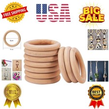10 Pieces Wooden Rings Natural Wood Rings Without Paint Smooth Unfinished Woo...