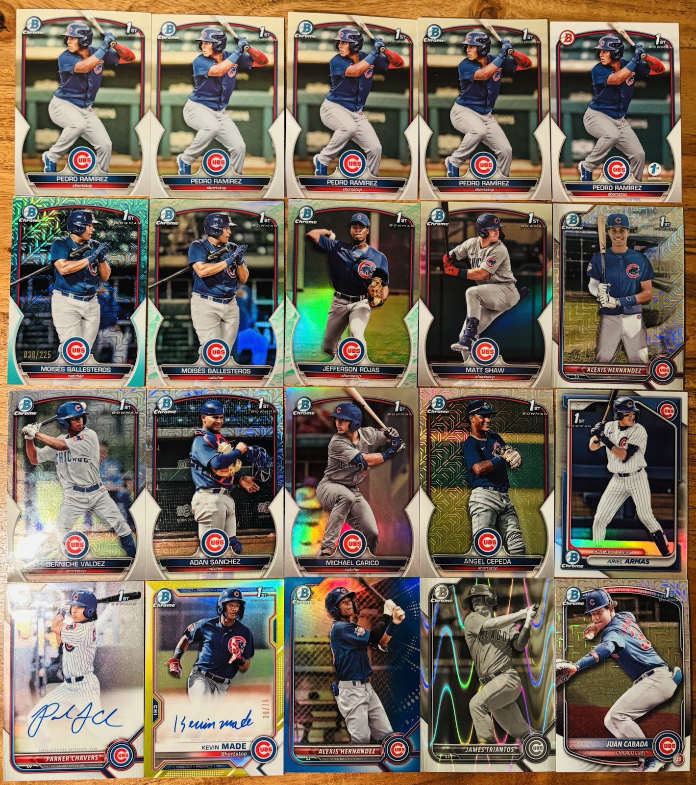 Bowman 1st Cubs lot 20x- ballesteros /225 refractor pedro ramirez made /75 auto