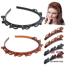 6PCS Acrylic Braided Hair Clips, Bangs Hairstyle Hairpin Headband with Clips,