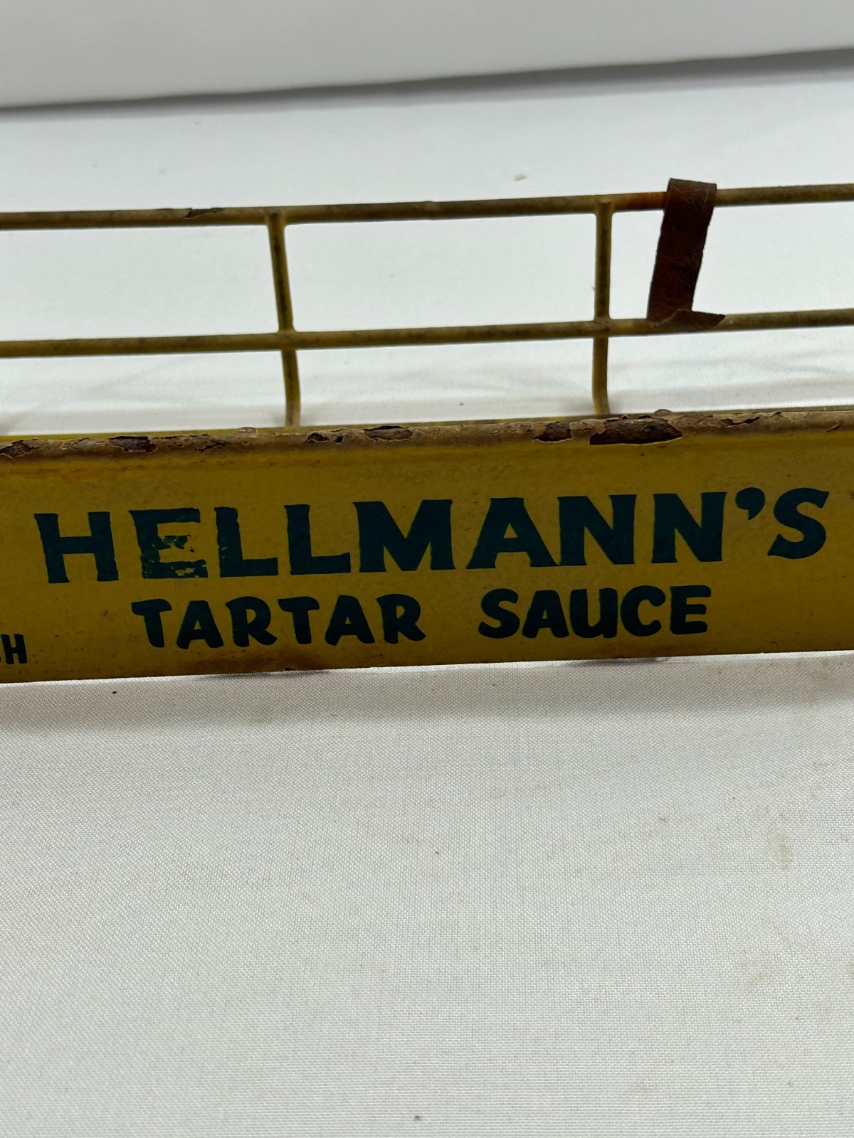 Vintage Hellmann’s Tartar Sauce Rack Display 17"x5"x2.5" “A Real Treat w/ Fish”