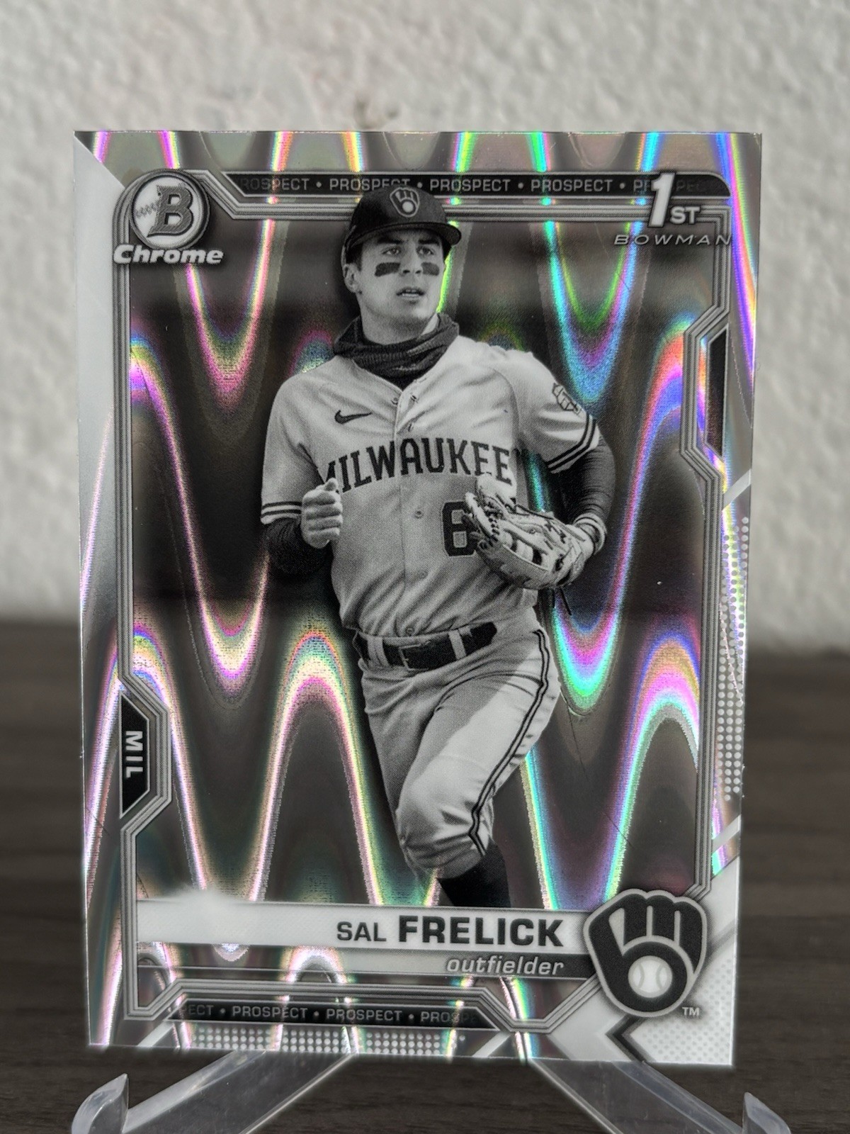 2021 Bowman Draft Sal Frelick Chrome Black & White RayWave 1st Bowman BREWERS