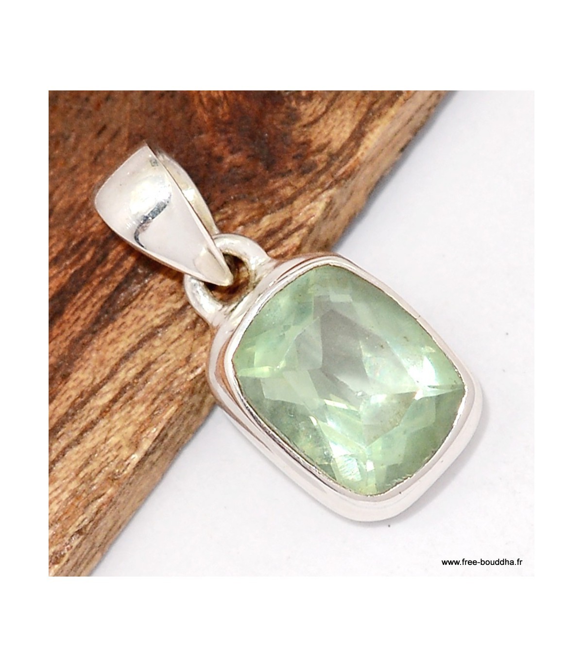 Pendentif fluorite verte facettée et argent 925 modèle TW11.1