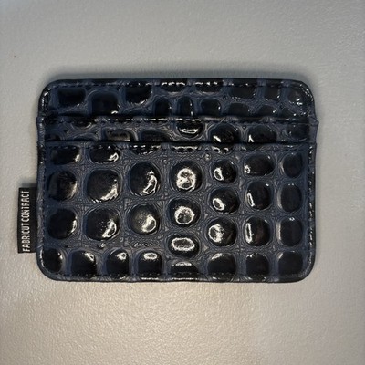 Navy Blue Bumpy Card ID Money Wallet Holder Double Sided Easy Carry Trendy
