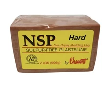 NSP Hard - 2 Lbs. Professional Oil Based Sulfur Free Sculpting Clay - Brown