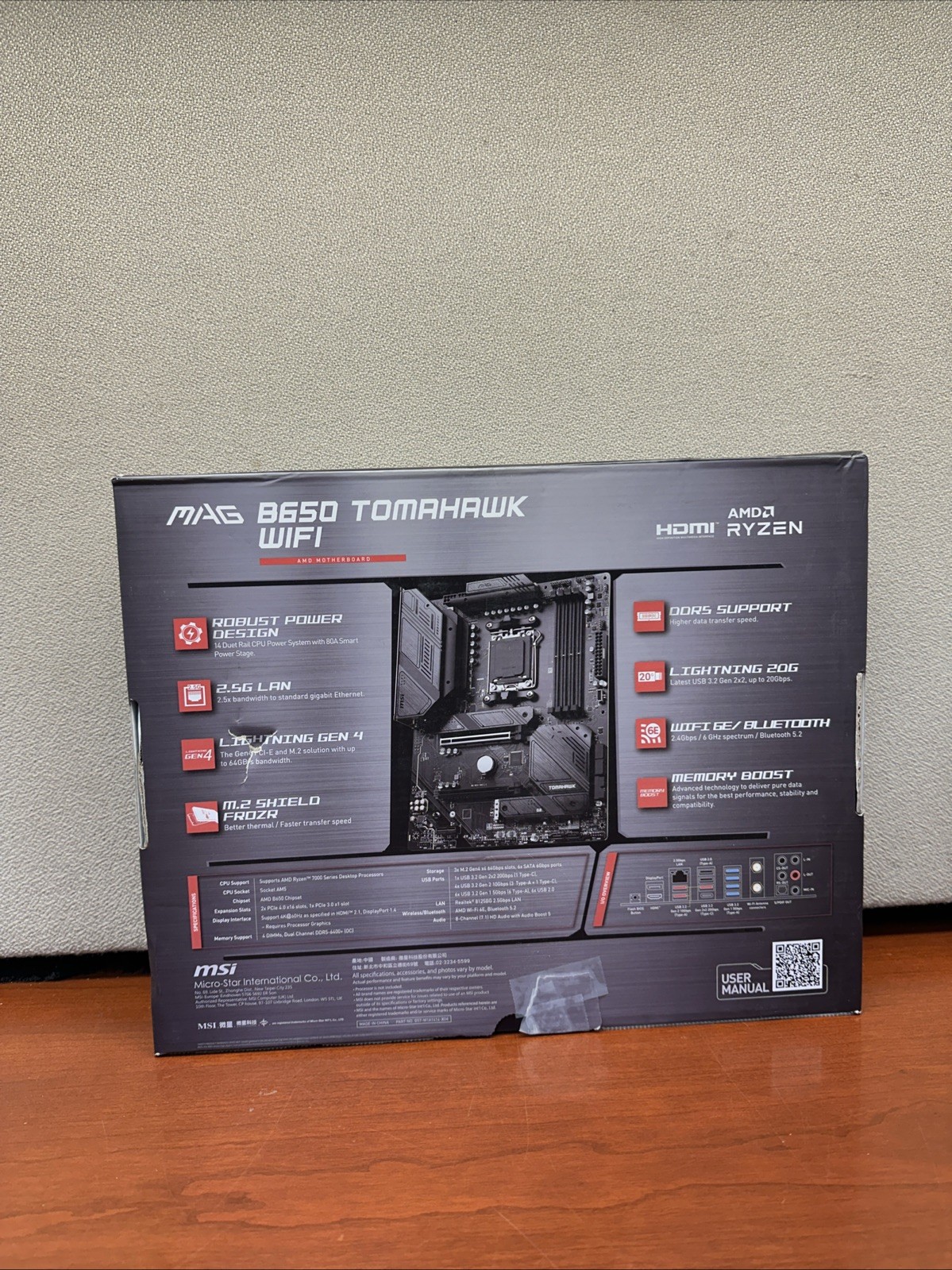 MSI Mag B650 Tomahawk WiFi Gaming Motherboard AMD AM5, ATX, DDR5