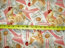 Chickens eggs recipes Realistic C1533 RED Timeless Durable Cotton Fabric