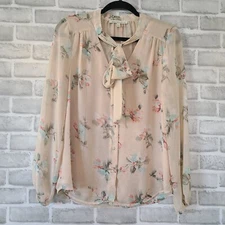 Daniel Rainn Floral Chiffon Flowy Blouse Top Romantic Feminine Cottage Small