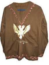 Vintage Nicaragua Brown Long Sleeve Shirt 1960-1970 FREE SHIPPING