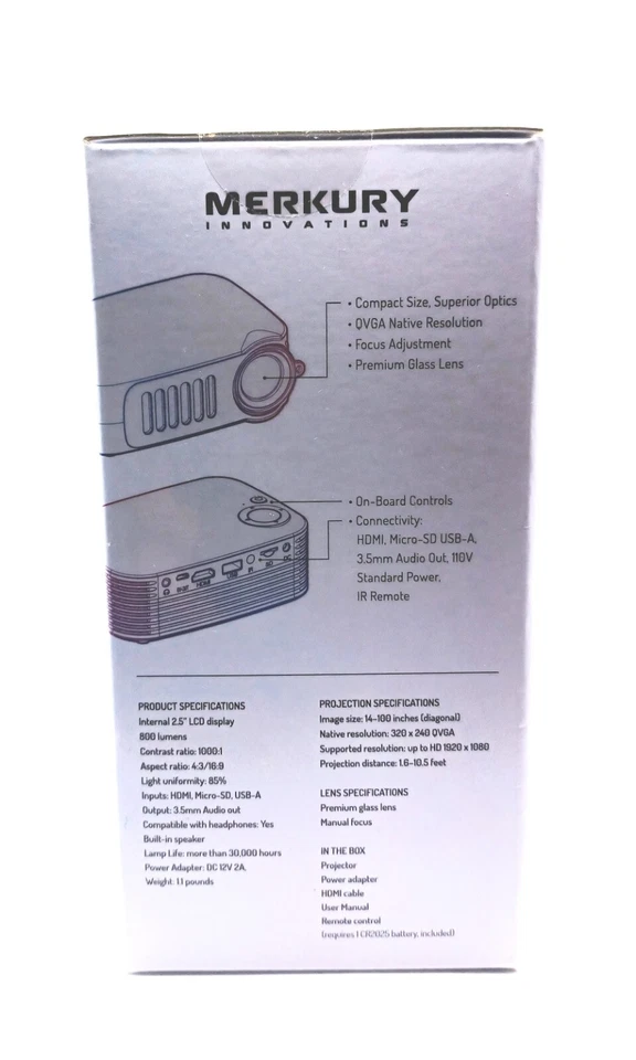 Merkury Innovations Lumense GEN Projector - 800 Lumens Displays Up To 100 Inchs - Image 3 of 4