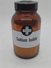 Vintage Sodium Iodide Merck Apothecary Pharmacy Medicine Bottle Amber