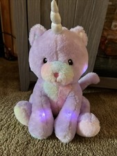 FAO Schwarz Glow Bright Kittycorn Plush Lights Sounds Purple Unicorn Rainbow Cat