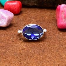 Shocking Tanzanite Gemstone 925 Sterling Silver Handmade Ring All Size