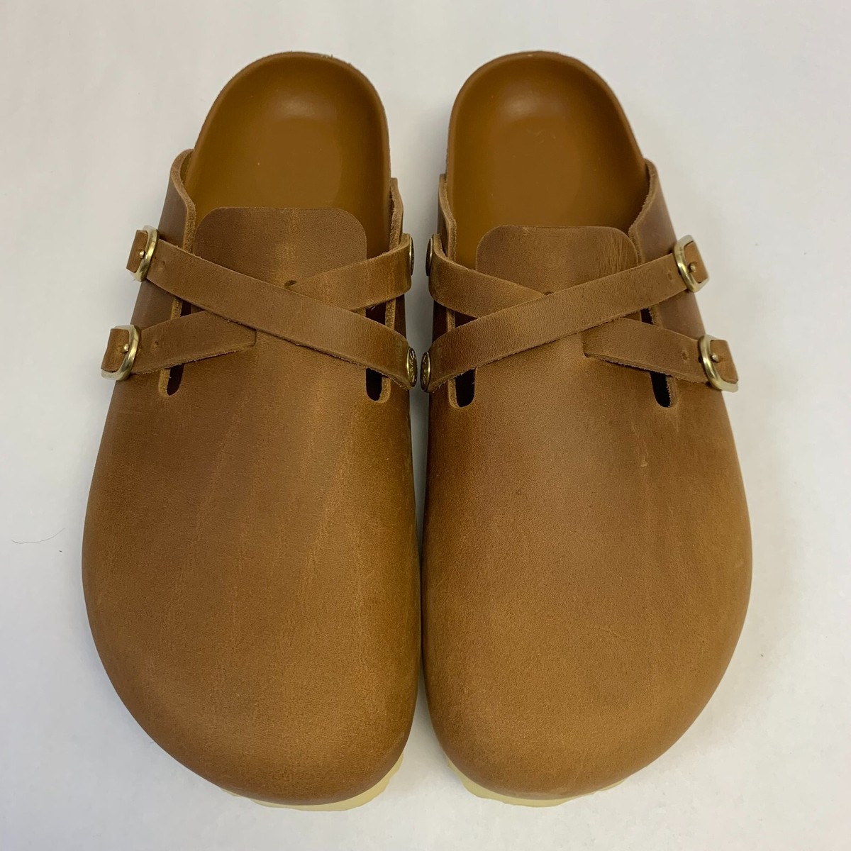 Birkenstock New w/o Box Blair Cognac Waxy Leather Exquisite