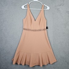 Lulus Lover of Mine Pink Crochet Lace waist V-neck Sleeveless Dress Size M