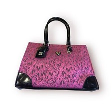 Diane von Furstenberg Large Tote Black Pink Heart Luggage Weekender