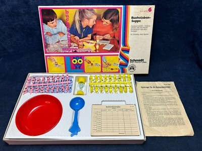 Vintage GERMAN SCHMIDT CHILDREN'S GAME ''BUCHSTABEN-SUPPE'' (Letter Soup) COMPLETE