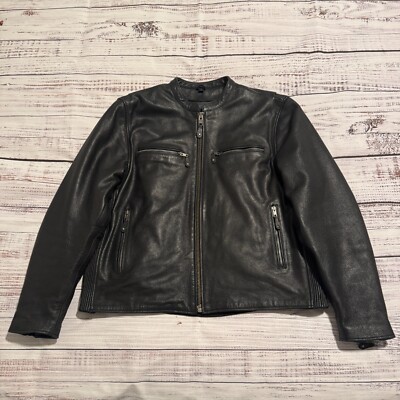 Street Steel Highway Motorcycle Jacket Leather Black Men's Size