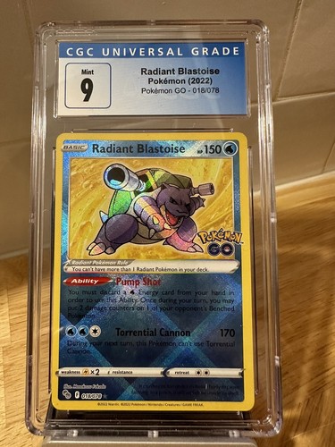 Pokemon TCG Pokemon Go Radiant Blastoise Holo 18/78 CGC 9 Mint