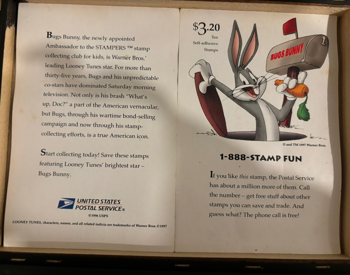 バッグスバニー 切手 シート USPS 32セント 1997年 未使用 USPS Looney Tunes BUGS BUNNY 32 cent Stamp Collectors Sheet