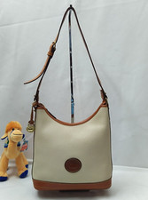 Dooney & Bourke Ivory Pebbled Leather Zipper Shoulder Bag - Vintage Made in USA