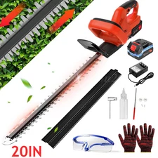 Cordless Hedge Trimmer 20" Dual-Action Blade + 3000mAh Battery Brushless Motor