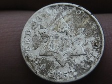 1853 Three 3 Cent Silver 3CS, Type 1, VF/XF Details