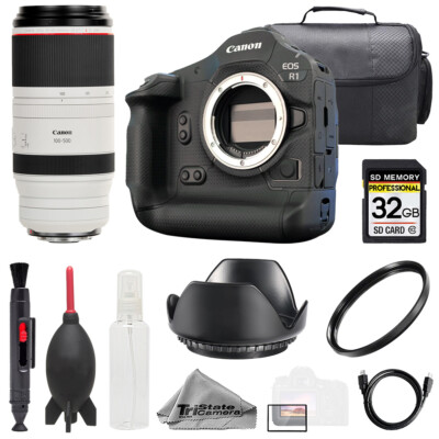Canon EOS R1 + RF 100-500mm f/4.5-7.1L IS USM Lens +32GB+ UV Filter- Basic Kit