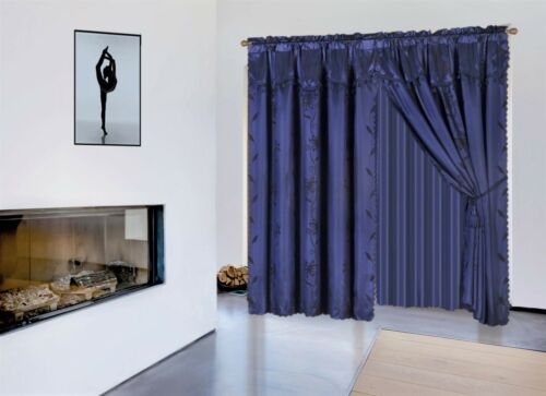 8PC SET WINDOW CURTAINS PRINTED FLOWERA PANELS DRAPE LIGHTFILTERING W/ TIE BACK - Picture 8 of 17