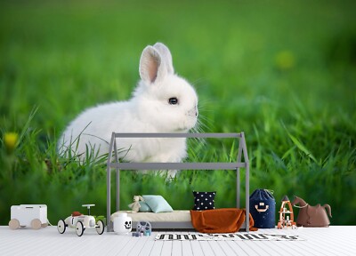 3D Lawn White Rabbit K1965 Wallpaper Mural Self-adhesive Removable Sticker Kay
