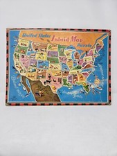 United States Inlaid Map Puzzle 7342 Vintage Saalfield Co., Akron Cardboard