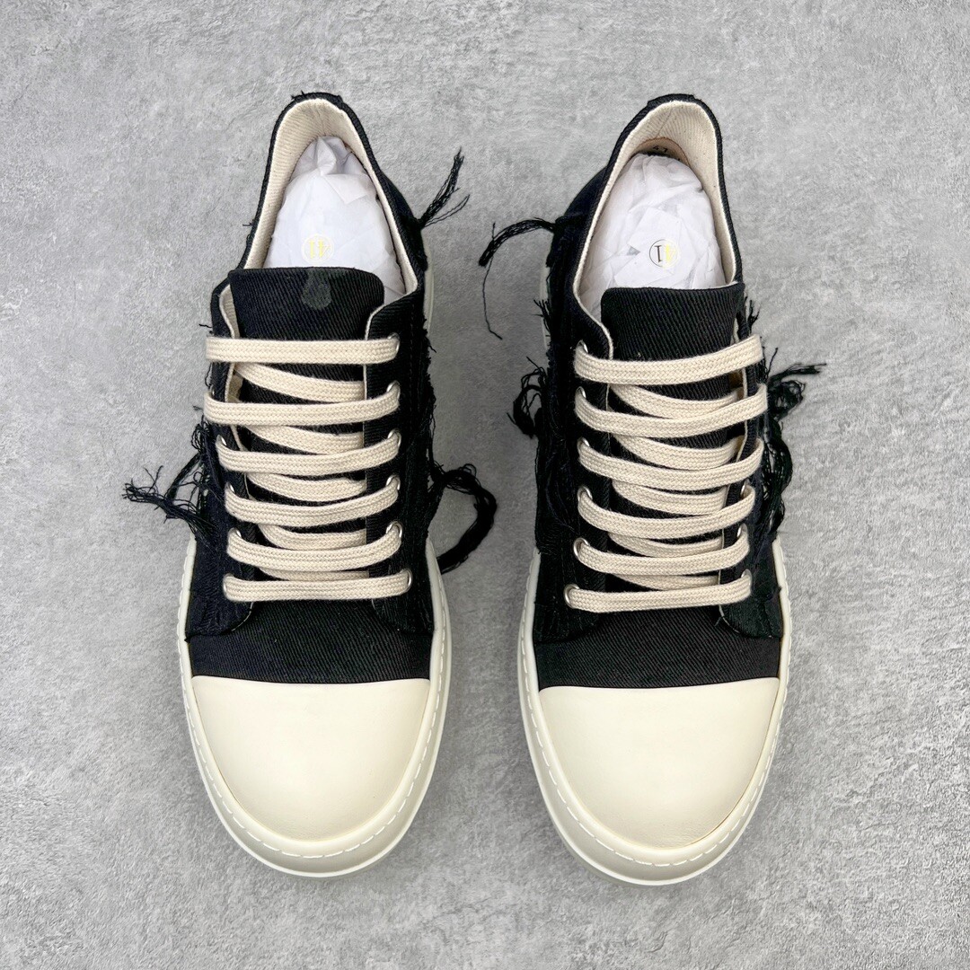 Rick Owens mainline Ramones denim black men's sports shoes Rick Owens mainline Ramones denim black men's sports shoes