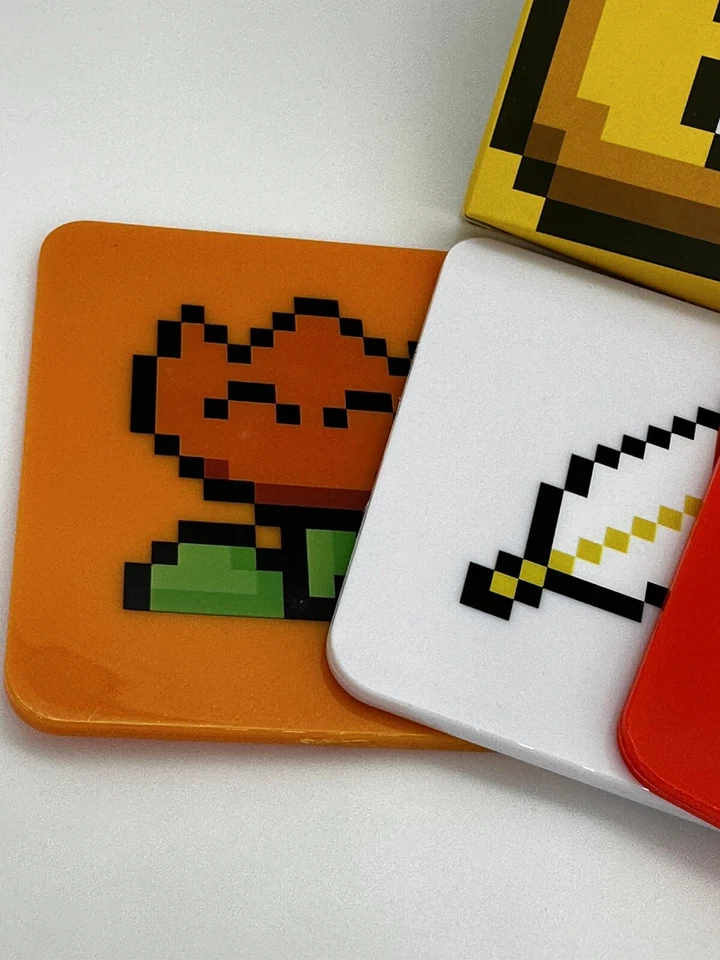 Super Mario Bros set of 4 acrylic Drink coasters / Mario magnet Loot Crate Lot - Image 4 of 4