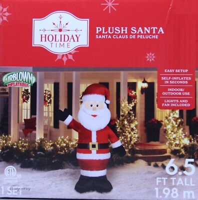 Christmas Gemmy Holiday Time 6.5 ft Tall Plush Santa Airblown