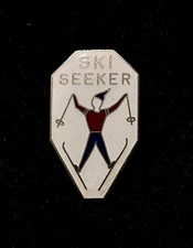 SKI SEEKER Vtg Ski Novelty Pin Humor Funny Souvenir Skier Lapel MADE IN JAPAN